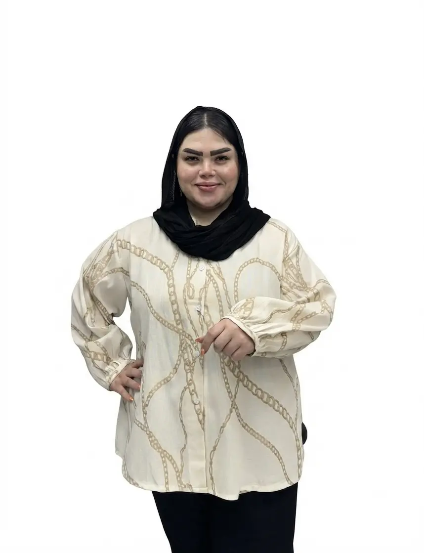شومیز سایز بزرگ زنانه لنین طرح زنجیری